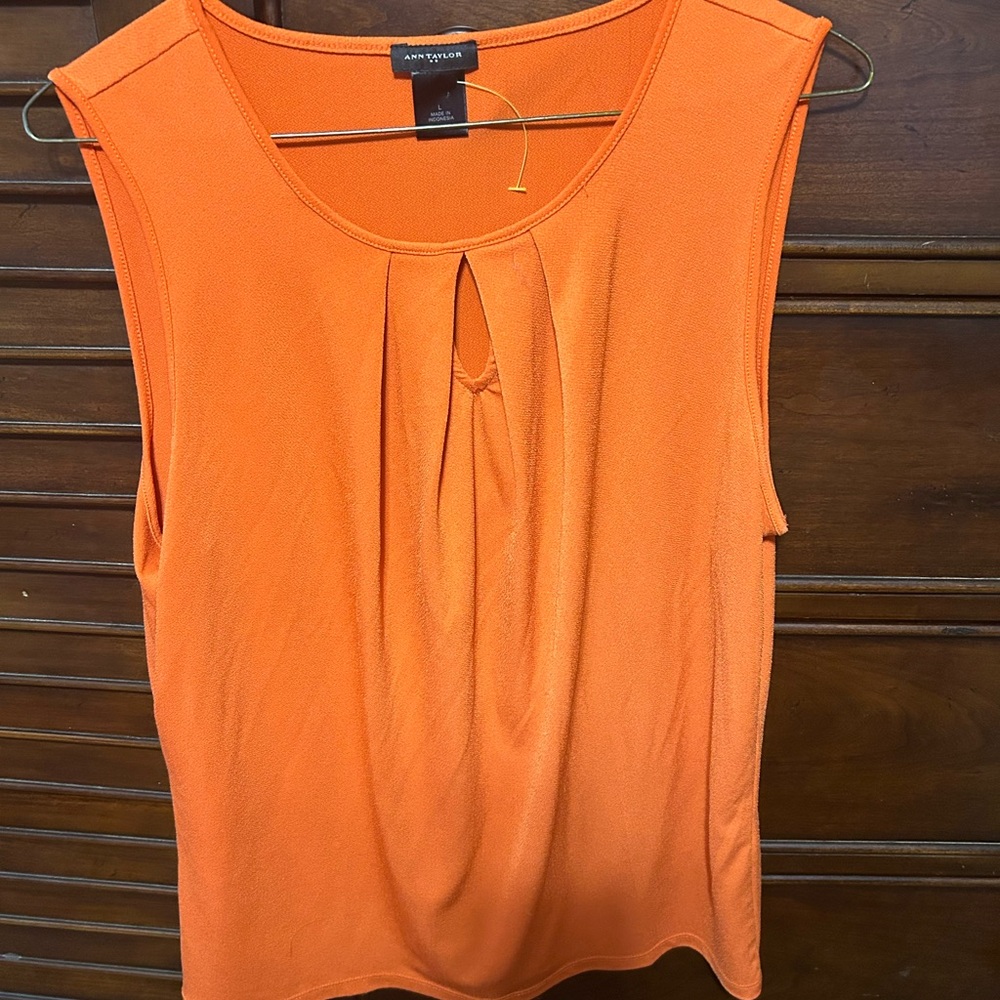 Ann Taylor Orange Sleeveless Blouse-L